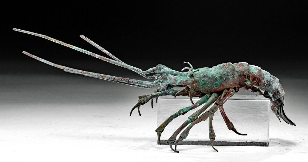 Appraisal: Signed Japanese Edo Copper Articulated Crayfish East Asia Japan late