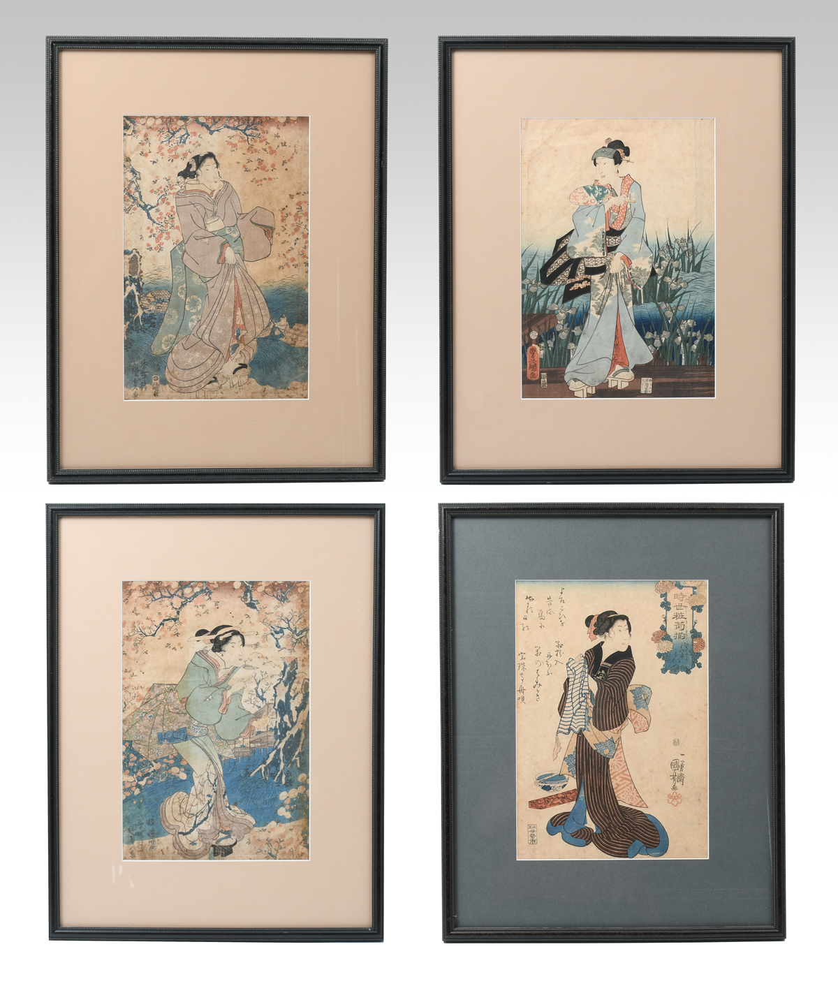 Appraisal: PC JAPANESE WOODBLOCK PRINT LOT All prints feature one individual