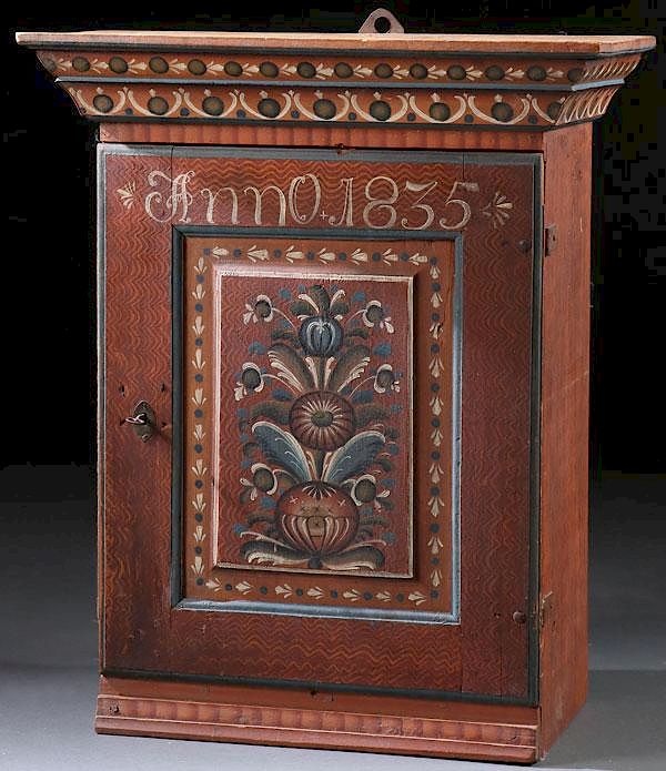 Appraisal: A FINE NORWEGIAN PAINTED WALL CABINET TH C A FINE