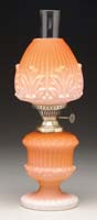 Appraisal: VERY RARE SALMON COLORED SATIN GLASS MINI LAMP S -