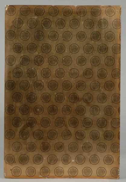 Appraisal: Rare Full Uncut Sheet of Orange Crush Bottle Caps Description