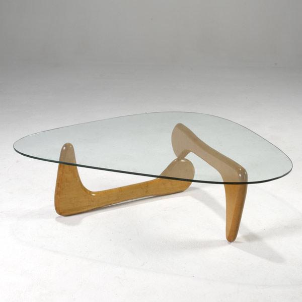 Appraisal: NOGUCHI STYLE Coffee table with hinged maple base and glass