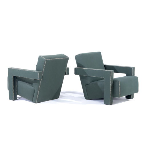 Appraisal: GERRIT RIETVELD CASSINA Pair of armchairs upholstered in hunter green