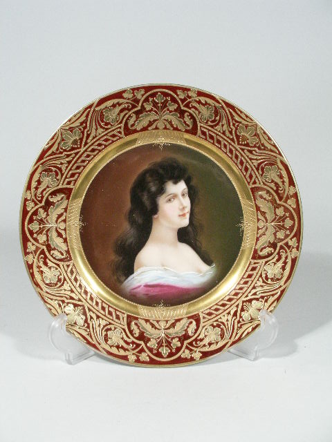 Appraisal: Royal Vienna China Portrait Plate th c wide deep red