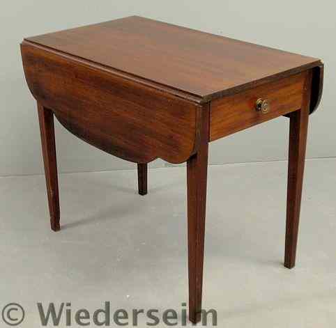 Appraisal: American Hepplewhite mahogany Pembroke table c with shaped drop leaves