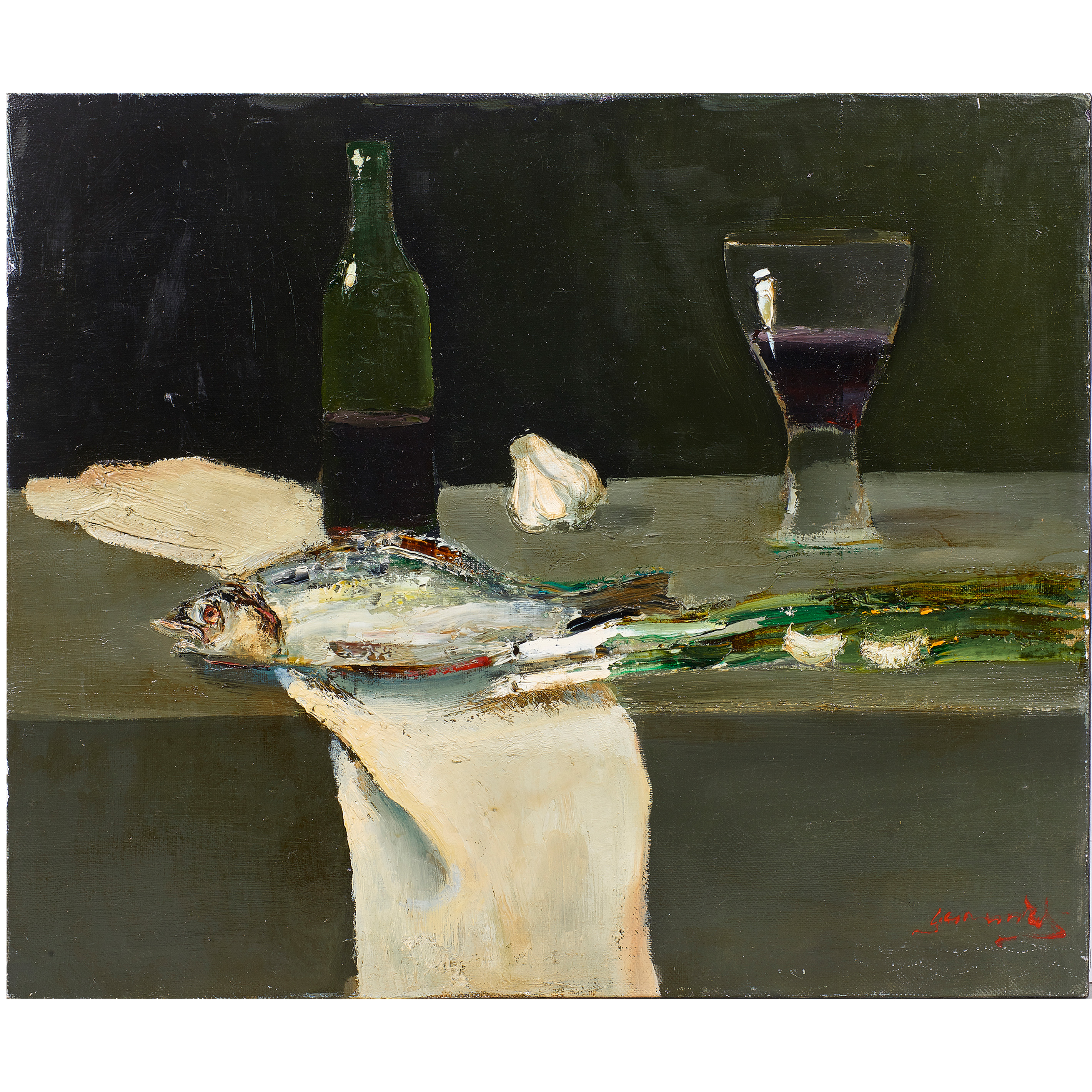 Appraisal: PAINTING KONSTANTIN TOTIBADZE Konstantin Totibadze Russian b Wine Fish and