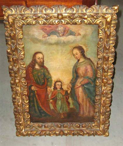 Appraisal: SPANISH SCHOOL TH CENTURY holy family Oil on canvas in