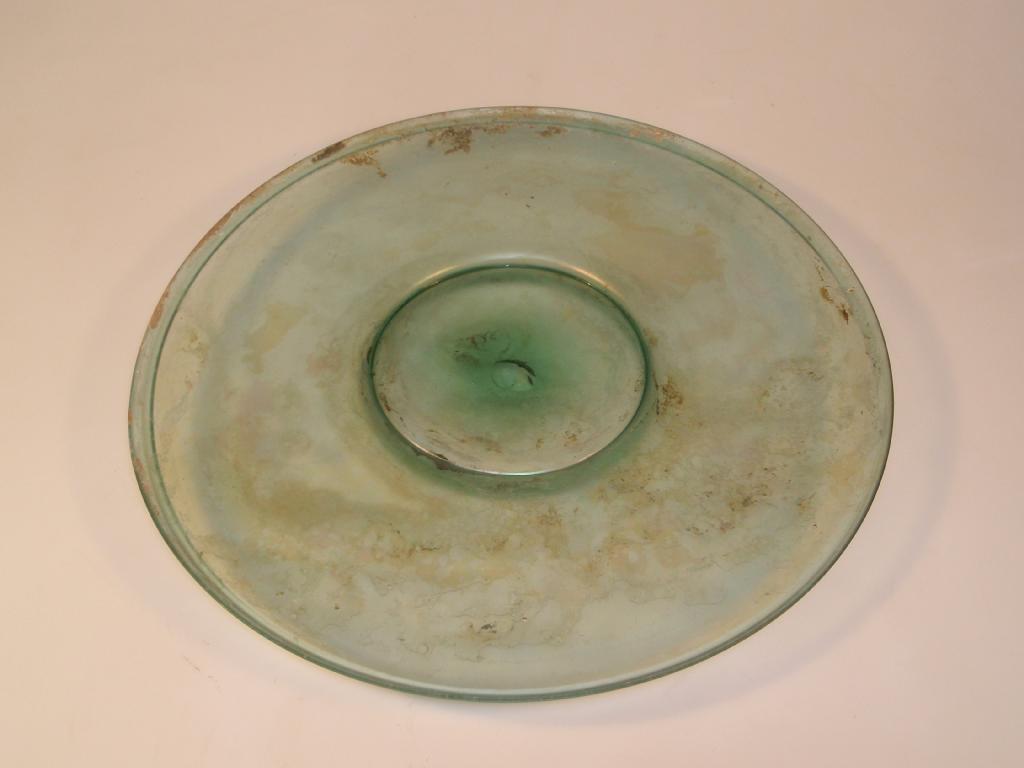 Appraisal: A very large and impressive Roman bluish-green glass dish with