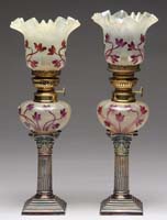 Appraisal: PAIR OF PEG LAMPS H - similar Clear glass shade