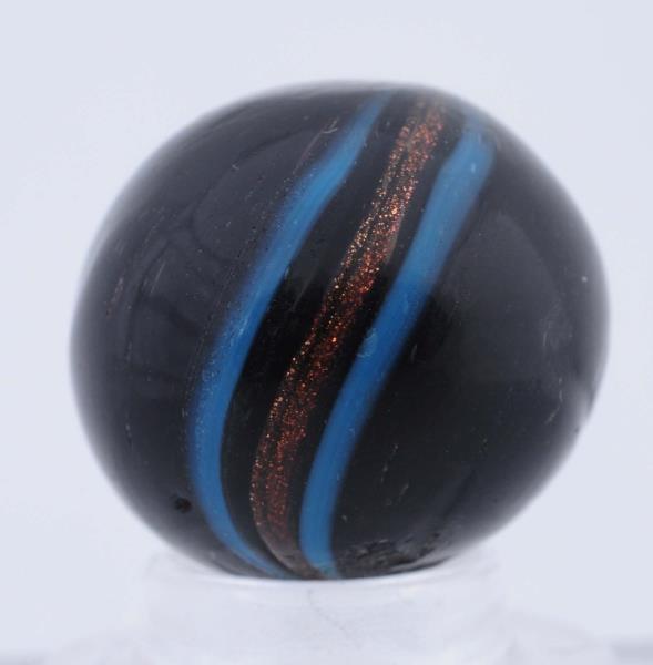 Appraisal: Banded Indian Lutz Marble Black opaque base with three bands