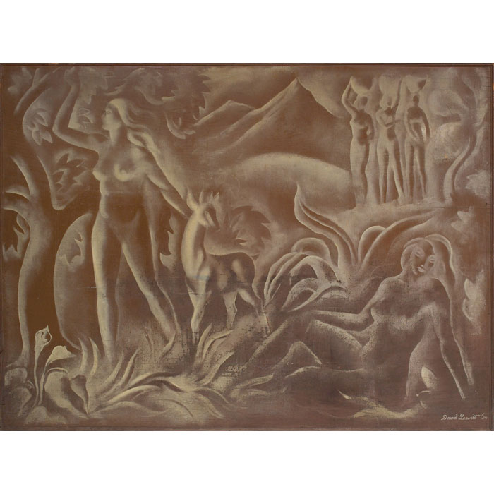 Appraisal: David Leavitt American - Nudes in the Forest oil on