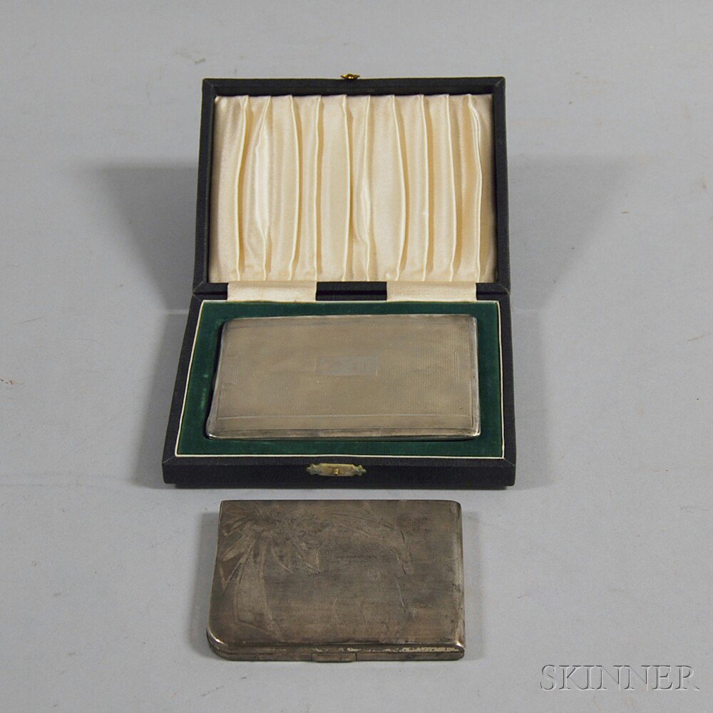 Appraisal: Two Sterling Silver Cigarette Cases an Elgin American with engraved