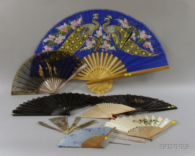 Appraisal: Eight Hand Fans three lace including a French painted ivory