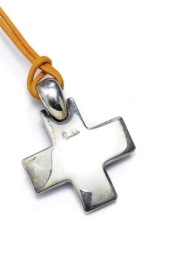 Appraisal: A CROSS PENDANT POMELLATO Silver Decorative massive pendant on a