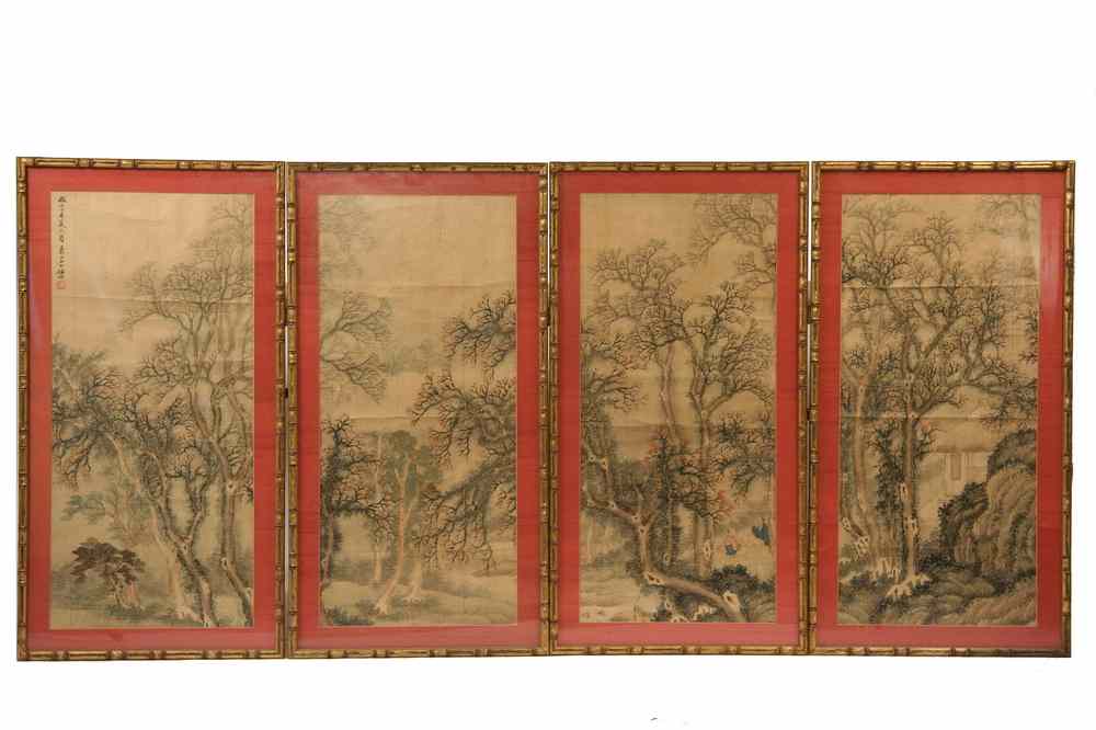 Appraisal: CHINESE SCROLL WATERCOLORS - The Four Seasons with title signature