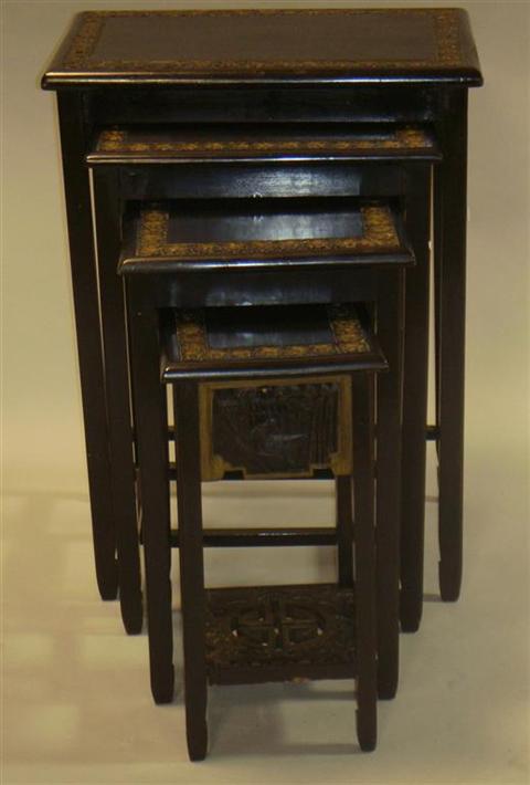 Appraisal: SET OF FOUR CHINESE NESTING TABLES Labelled George Zee Shanghai