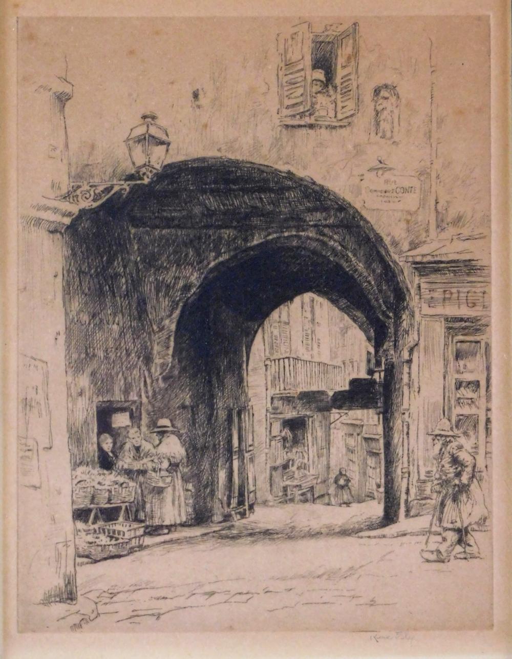 Appraisal: Kerr Eby American - Rue Dominique Conte etching depicts a