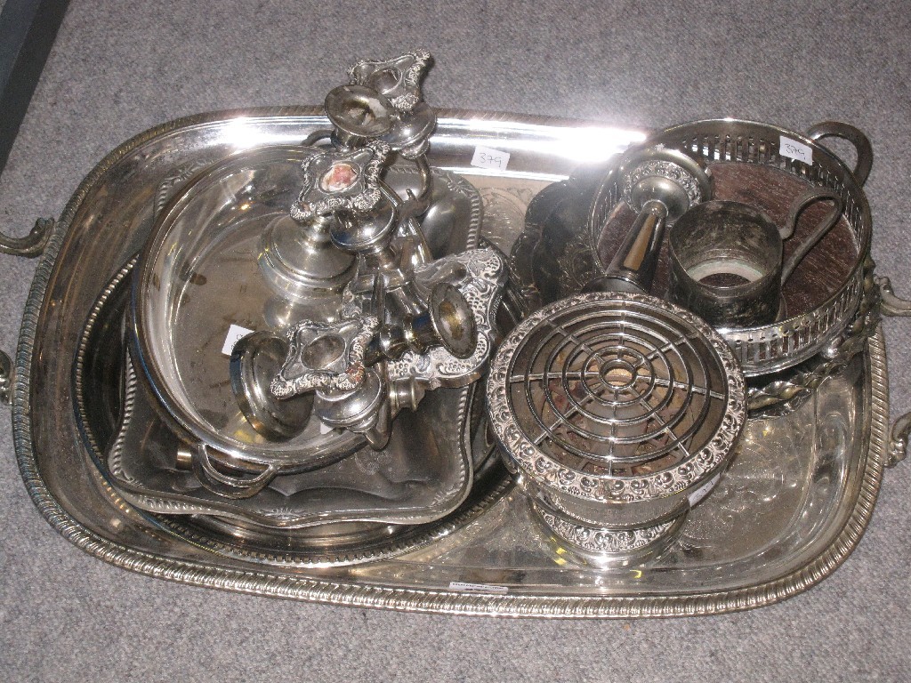 Appraisal: Lot comprising EP tray dishes candleholders etc