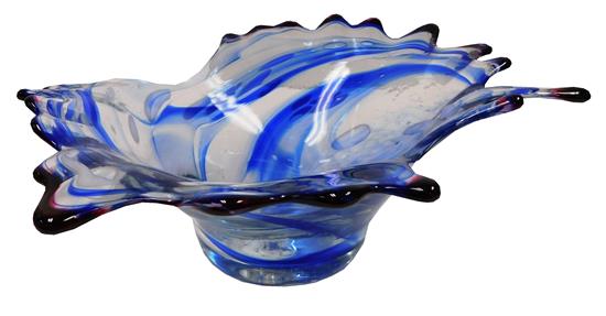 Appraisal: Mundy Hepburn Connecticut b hand-blown art glass bowl clear cut