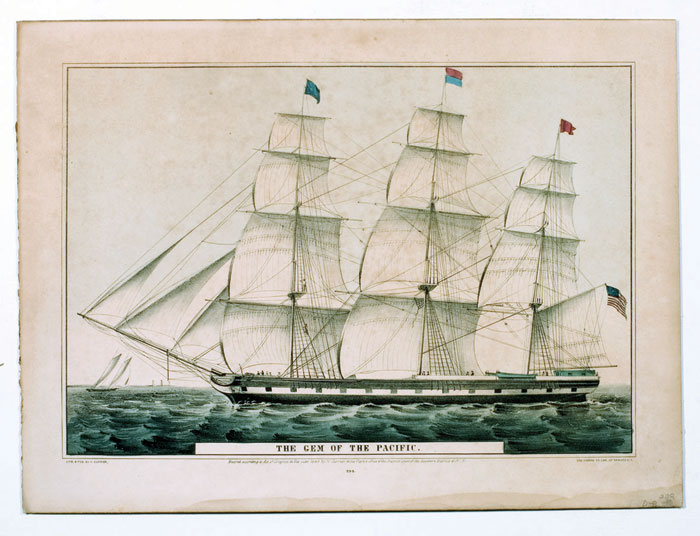 Appraisal: THREE LITHOGRAPHS OF SHIPS INCLUDING quot THE GEM OF THE