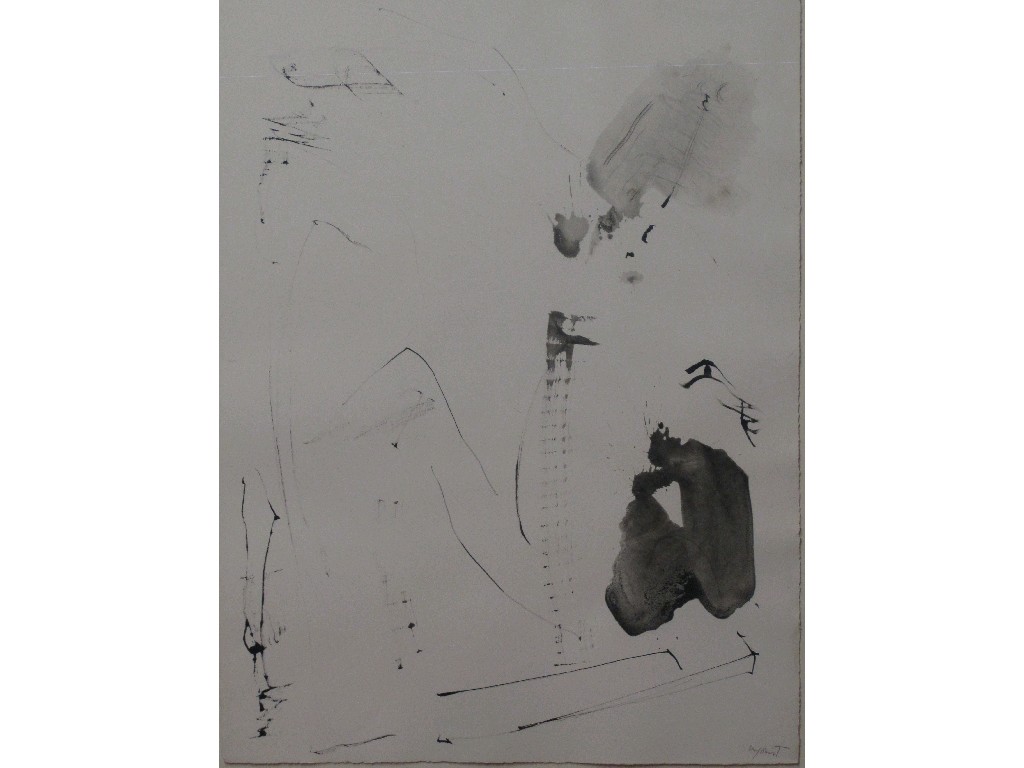 Appraisal: WILLIAM JOHNSTONE - Pen and wash brush drawing signed x