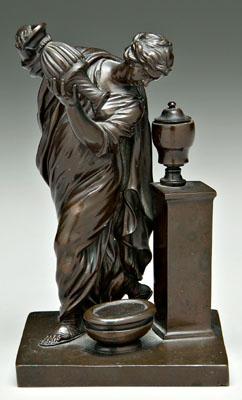 Appraisal: Classical bronze figure maiden pouring water in a basin patinated