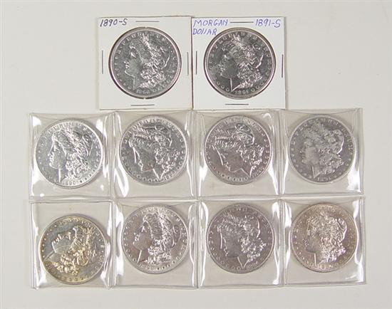 Appraisal: Ten XF - AU Morgan Dollars Some with planchet concerns