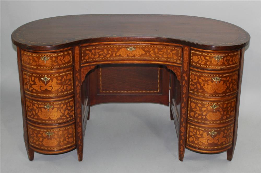 Appraisal: NEOCLASSICAL STYLE DUTCH INLAID MAHOGANY KIDNEY SHAPED KNEEHOLE DESK th