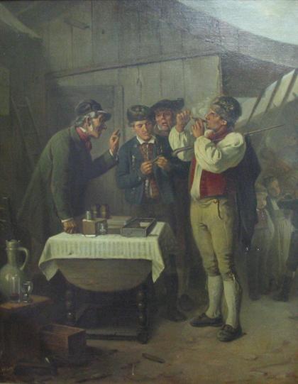 Appraisal: C WEBER german th century THE TOBACCONIST Signed oil on