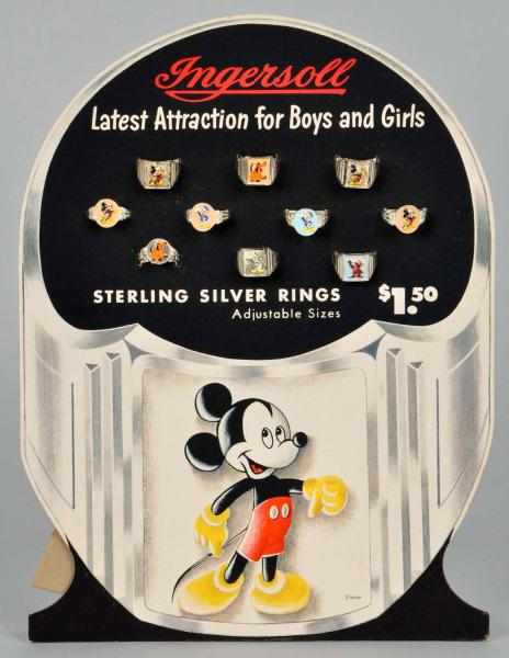 Appraisal: Ingersoll Disney Sterling Silver Ring Display Description Includes ten rings