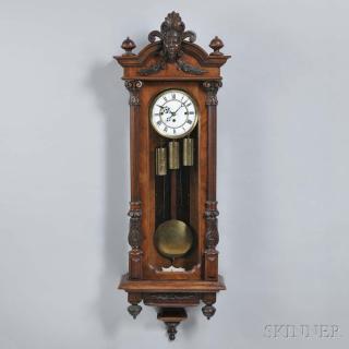 Appraisal: Gustav Becker Grand Sonnerie Vienna Regulator Germany c round-top walnut