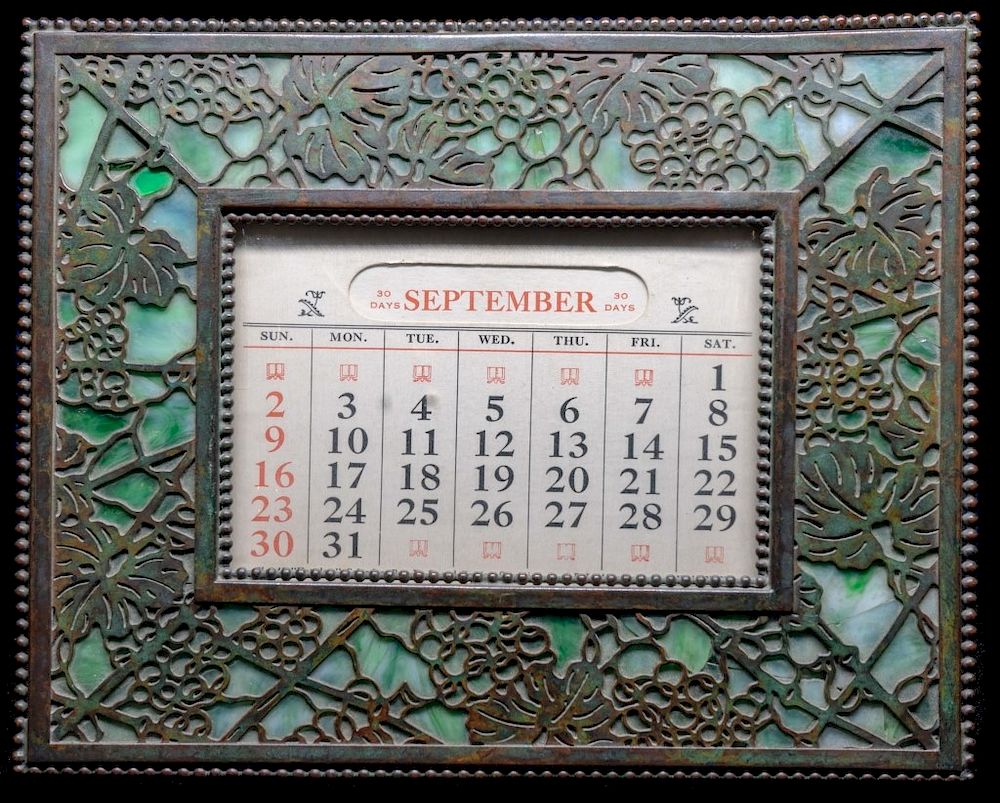 Appraisal: Tiffany Studios Ny Grapevine Pattern Calendar Frame Signed Tiffany Studios