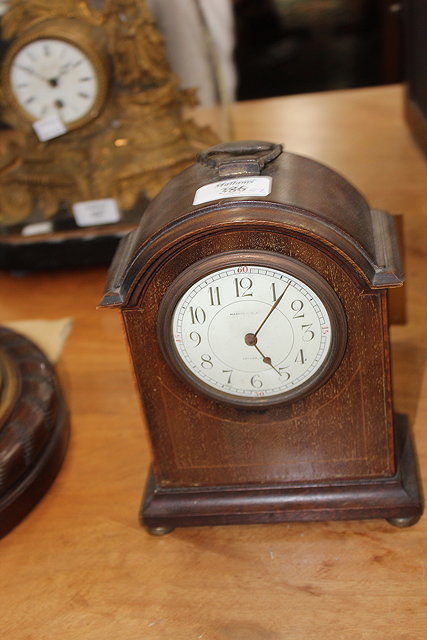 Appraisal: AN EDWARDIAN MAHOGANY CASED MAPPIN WEBB MANTLE CLOCK the enamelled