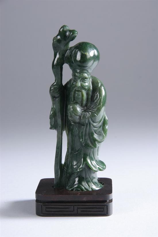 Appraisal: CHINESE SPINACH JADE FIGURE OF IMMORTAL - in high