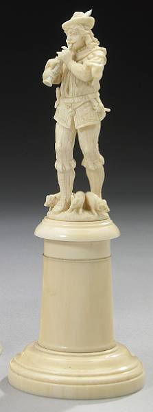 Appraisal: A Continental carved ivory figure of the Pied Piper late