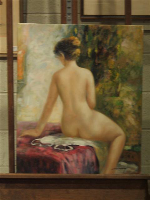 Appraisal: SEATED NUDE Oil on canvas x in sight Framed