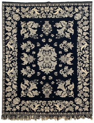 Appraisal: Jacquard coverlet cotton and wool single-panel construction floral bouquets and