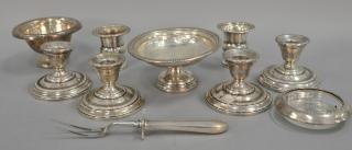 Appraisal: Box lot of weighted sterling silver candlestick compotes etc Box