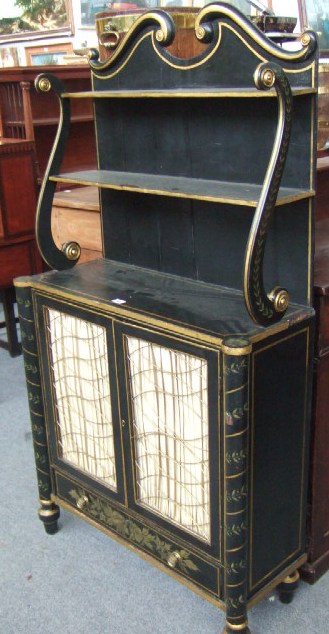 Appraisal: A late th century ebonised and parcel gilt chiffonier the