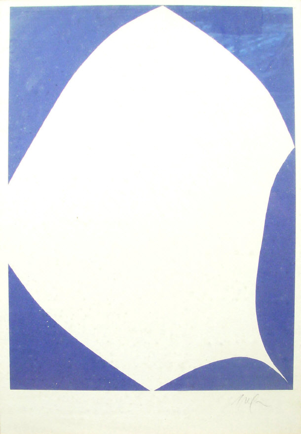 Appraisal: Blue and white abstract paper collage indistinctly signed in pencil