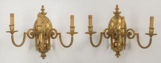 Appraisal: Neoclassical stye gilt sconces h Pair of gilt metal sconces