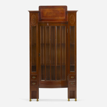 Appraisal: Viennese Secessionist CABINET Austria c mahogany satinwood glass mother-of-pearl brass