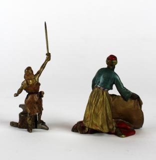 Appraisal: Lot of cold painted bronze figurines Lot of cold painted