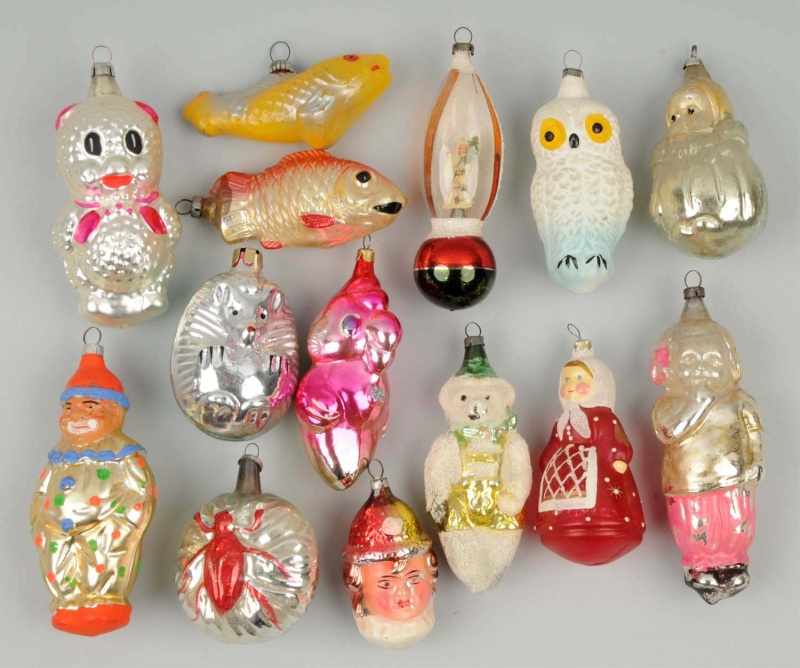 Appraisal: Lot of Christmas Ornaments Description Includes two fish four people