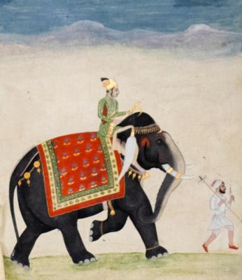 Appraisal: Mughal School Elephant and Rider gouache highlighted in gilt cm