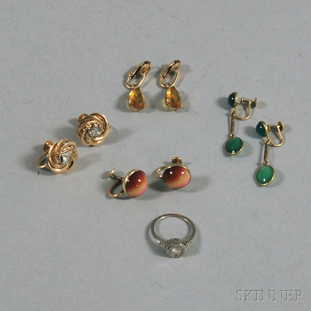 Appraisal: Small Group of Gem-set Jewelry a pair of kt gold