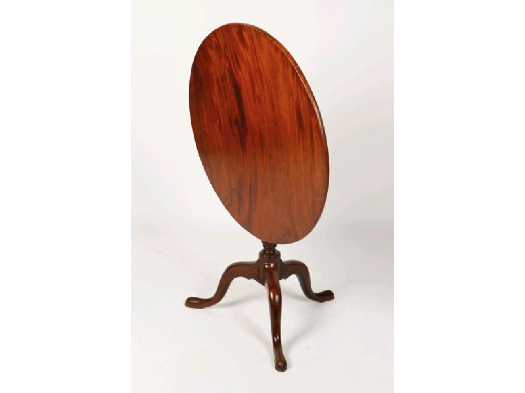 Appraisal: A GEORGE III MAHOGANY TIP-TOP OCCASIONAL TABLE the circular one