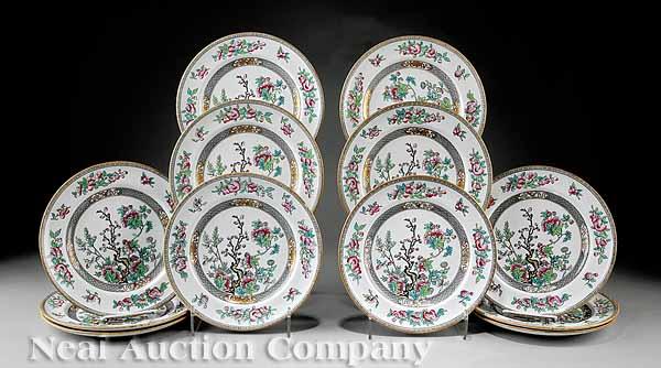 Appraisal: Twelve Associated English Ironstone Indian Tree Dinner Plates th and