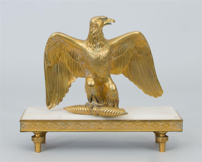 Appraisal: French Ormolu Figure of an Eagle On a white marble