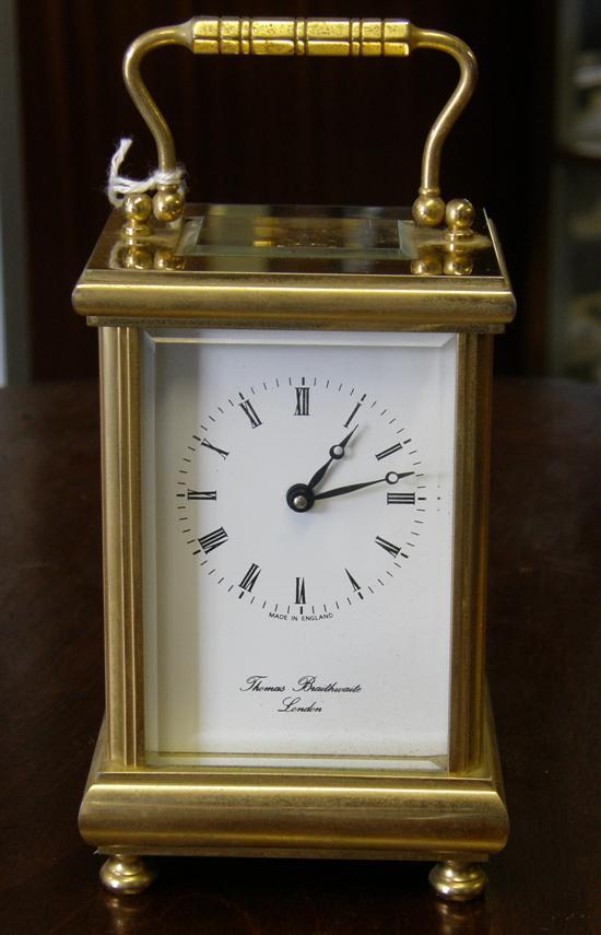 Appraisal: A Modern Brass and glass carriage clock h in